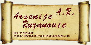 Arsenije Ružanović vizit kartica